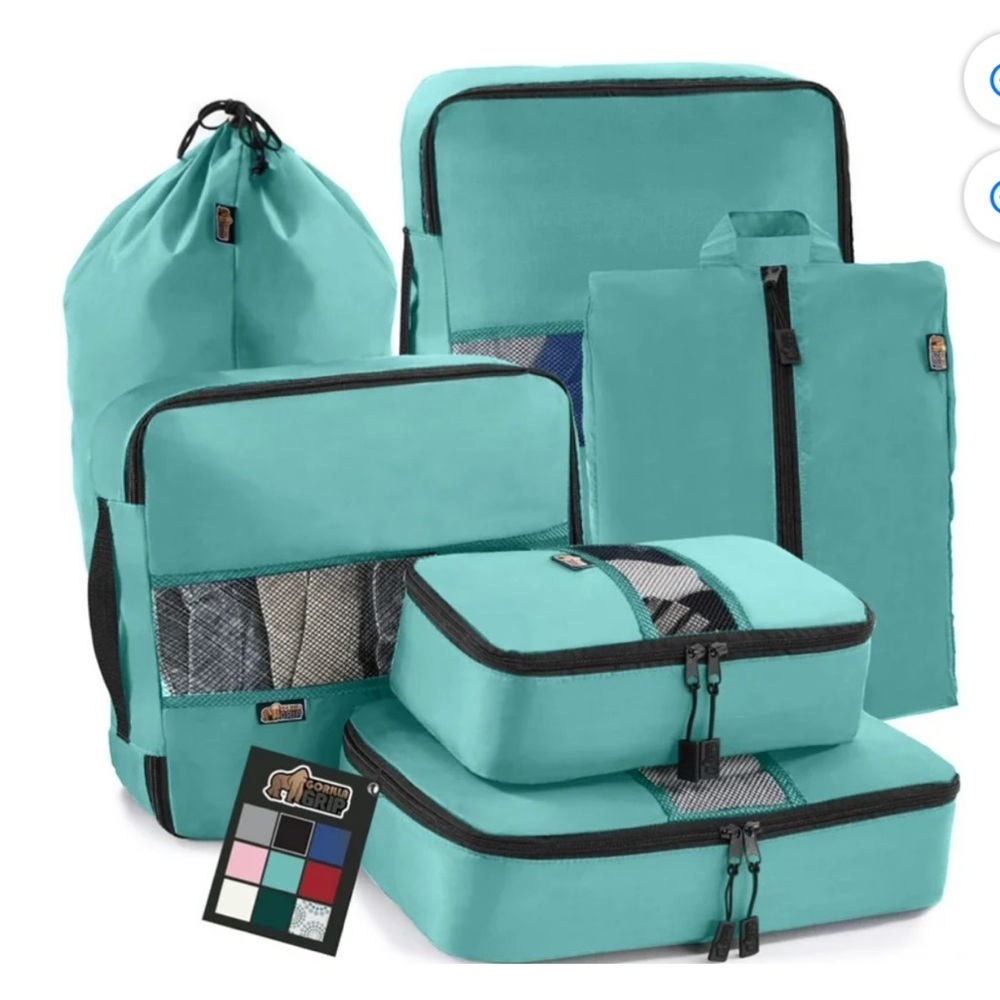 Gorilla Grip 6 Pack Packing Cubes Turquoise